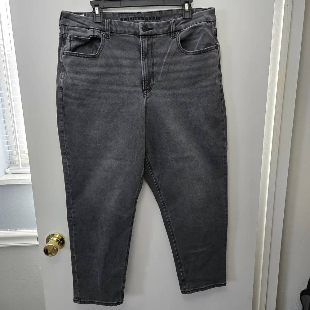 American Eagle Outfitters Woman's Charcoal Straight Fit Jeans Size 18 Short - Picture 4 of 6